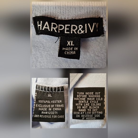 Harper & Ivy Light Sky Blue Los Angeles Drop Sleeve Oversized Cropped Sweater XL - Picture 8 of 8